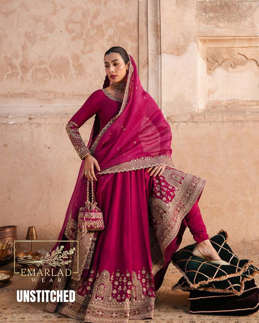 Faiza Saqlain Wedding Embroidered Maxi – Shocking Pink