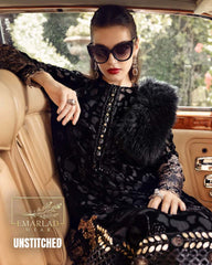 Maria B Black Plachi Velvet Suit with Silk Printed Dupatta