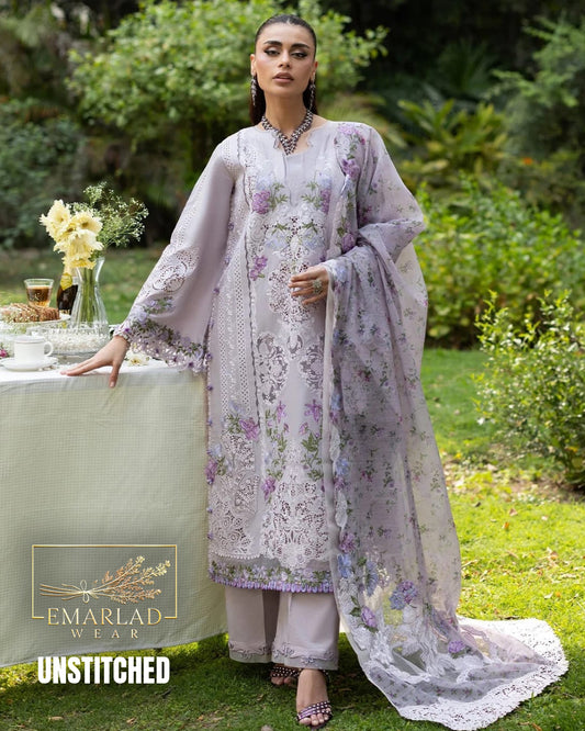 Elaf Luxury Lawn Collection 2026 Lilac Purple Embroidered Suit