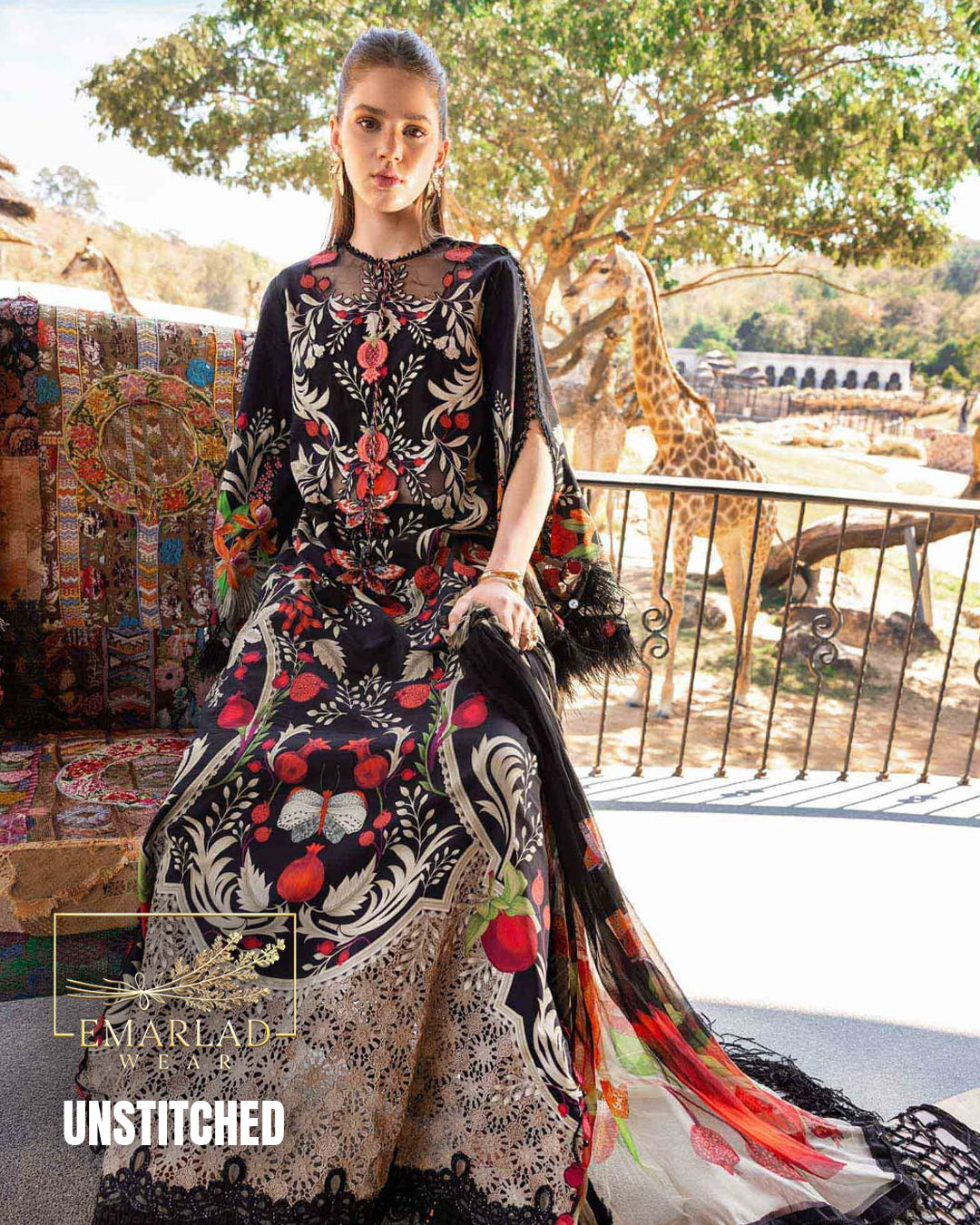 Maria.B MPT-2912-B Printed Lawn 3 Piece Suit with Chiffon Dupatta