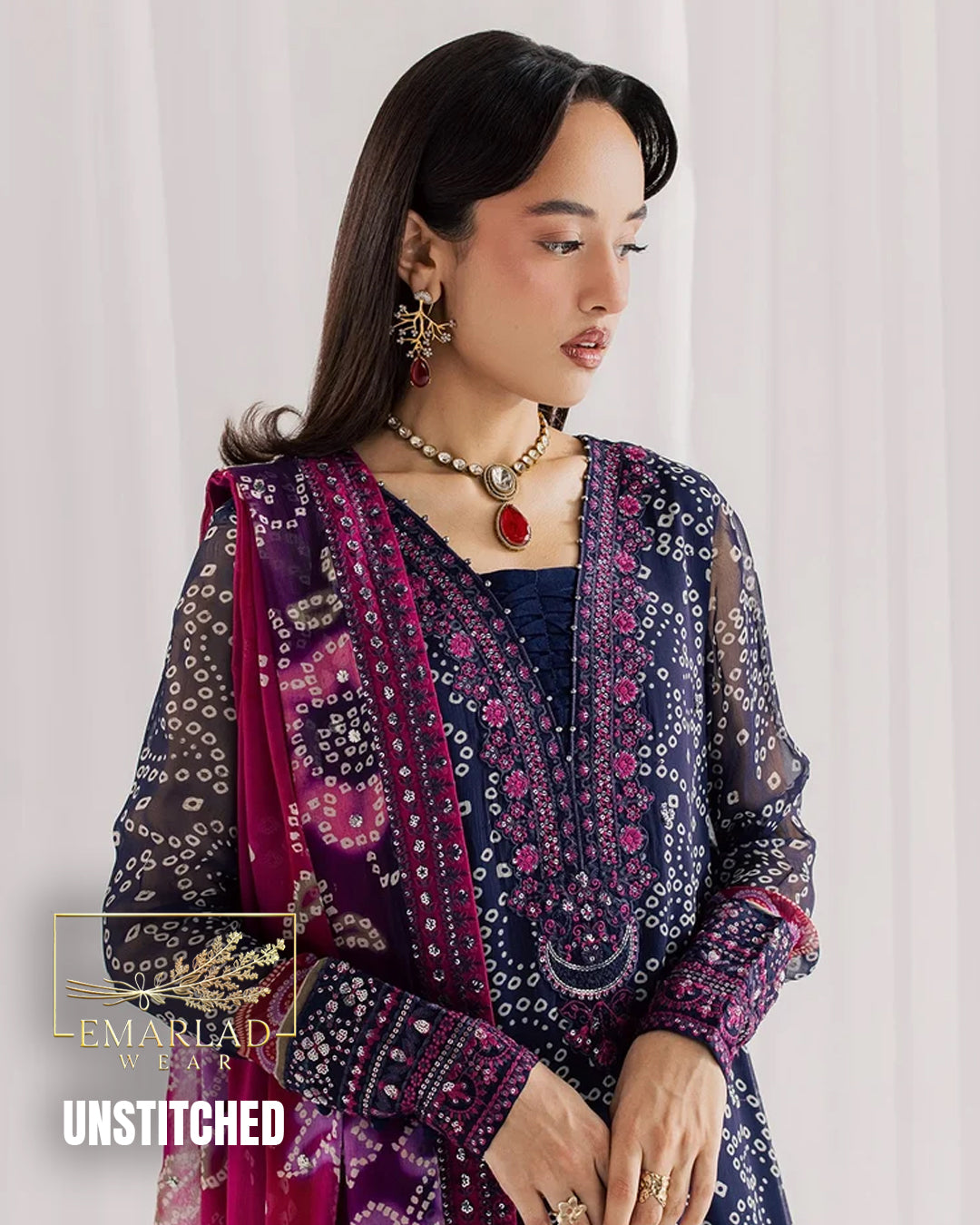 Nureh Luxury Chiffon Collection 2026 Blue Chunri NC-NP-819-26