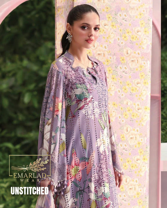 MARIA B M PRINT Vol-02 Purple Lawn Collection 2026 | Embroidered Chicken Kari 3PC Suit