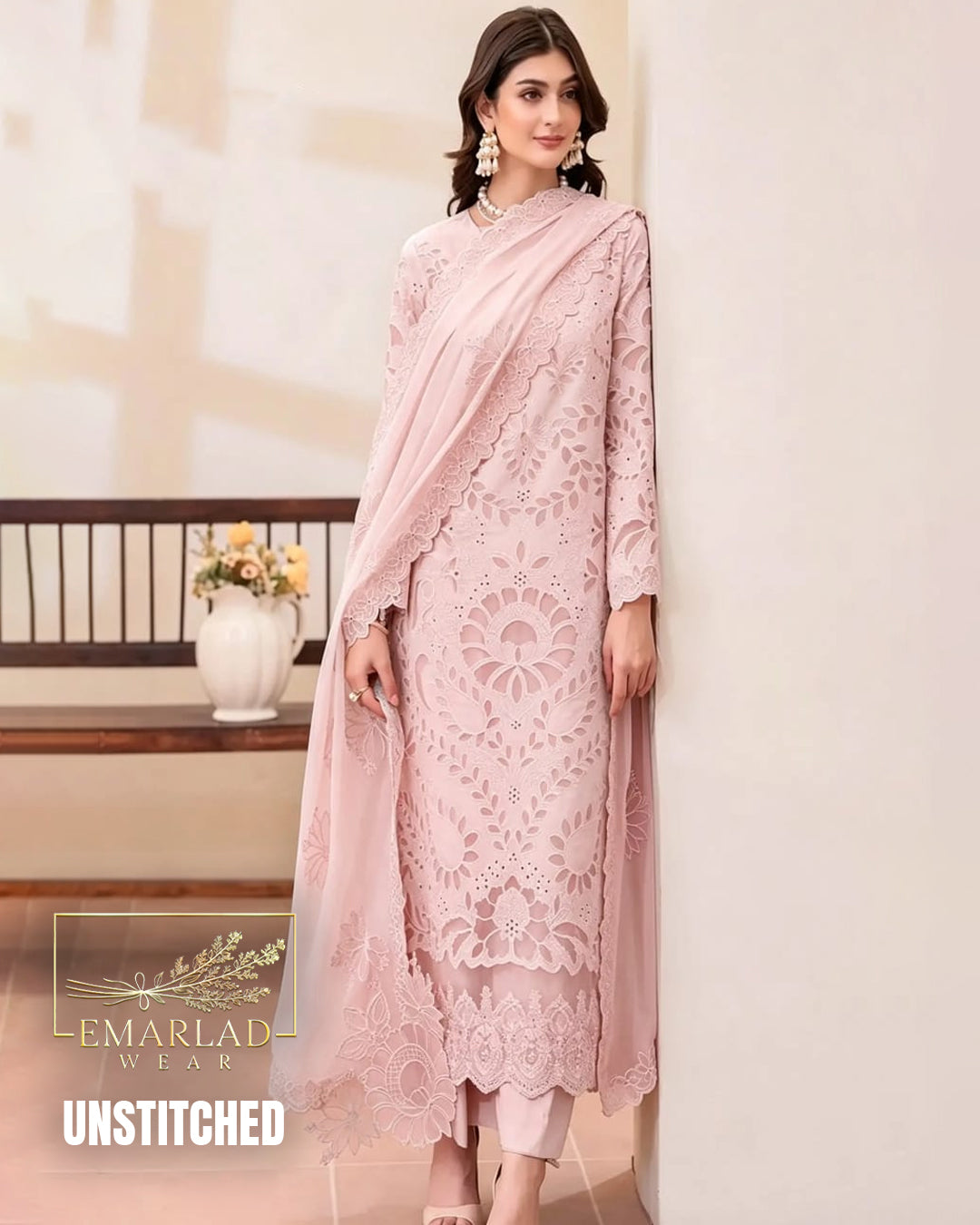 Imrozia Hit Code Light Peach Pink Luxury Lawn Fancy Collection | Unstitched 3 Piece Suit