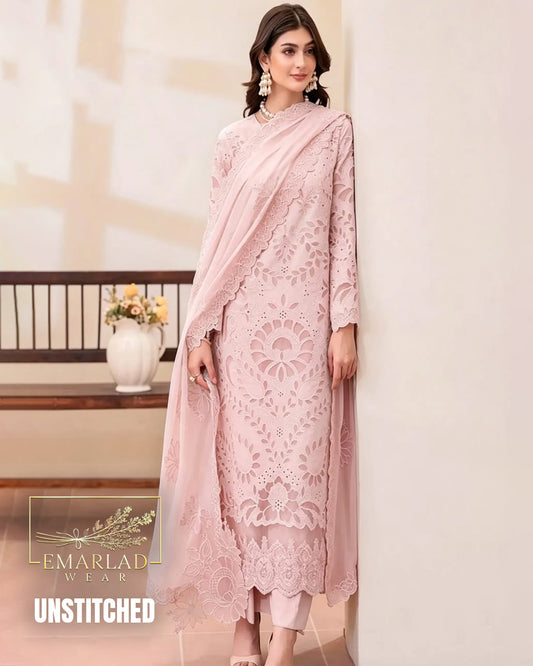 Imrozia Hit Code Light Peach Pink Luxury Lawn Fancy Collection | Unstitched 3 Piece Suit