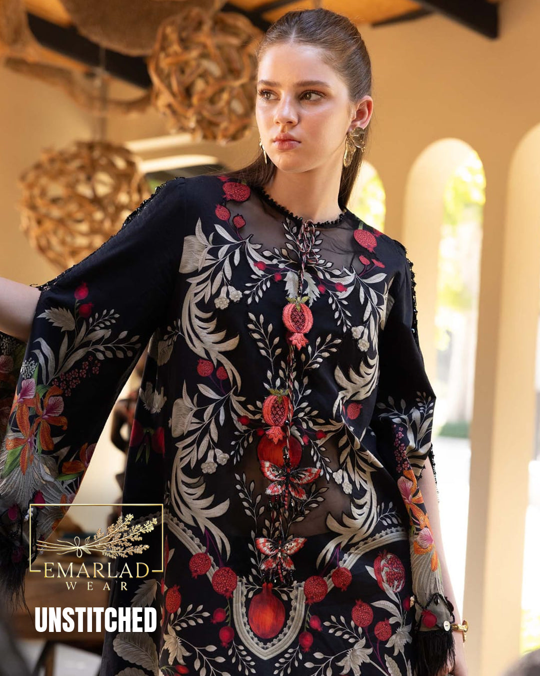 Maria.B MPT-2912-B Printed Lawn 3 Piece Suit with Chiffon Dupatta