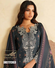 IZNIK Navy Blue Premium Lawn 3PC Suit with Chiffon Dupatta