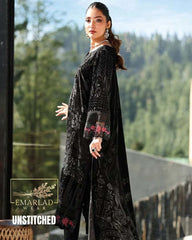 M.B  Velvet Plachi Embroidered Collection | Jet black