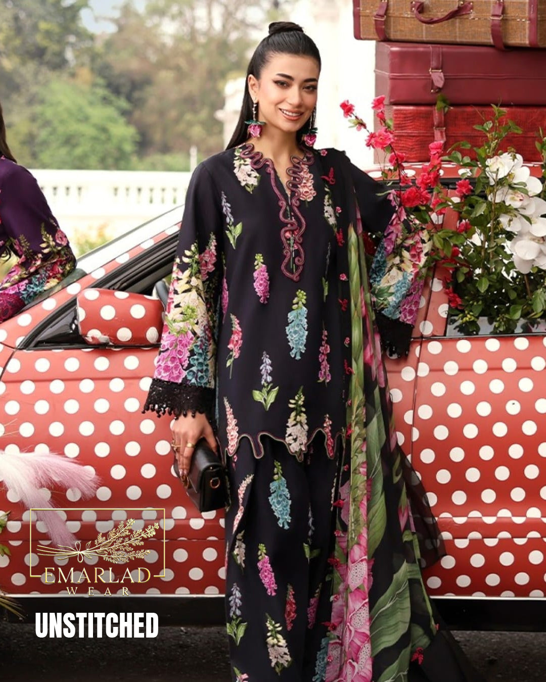 MARIA B M PRINT Vol-02 Lawn Collection 2026 Black | Embroidered Lawn Suit Replica Online Pakistan