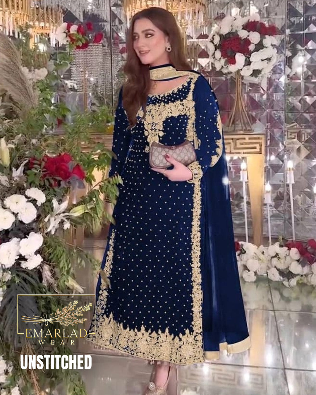 Aneelas Luxury Velvet Collection | Zink Blue