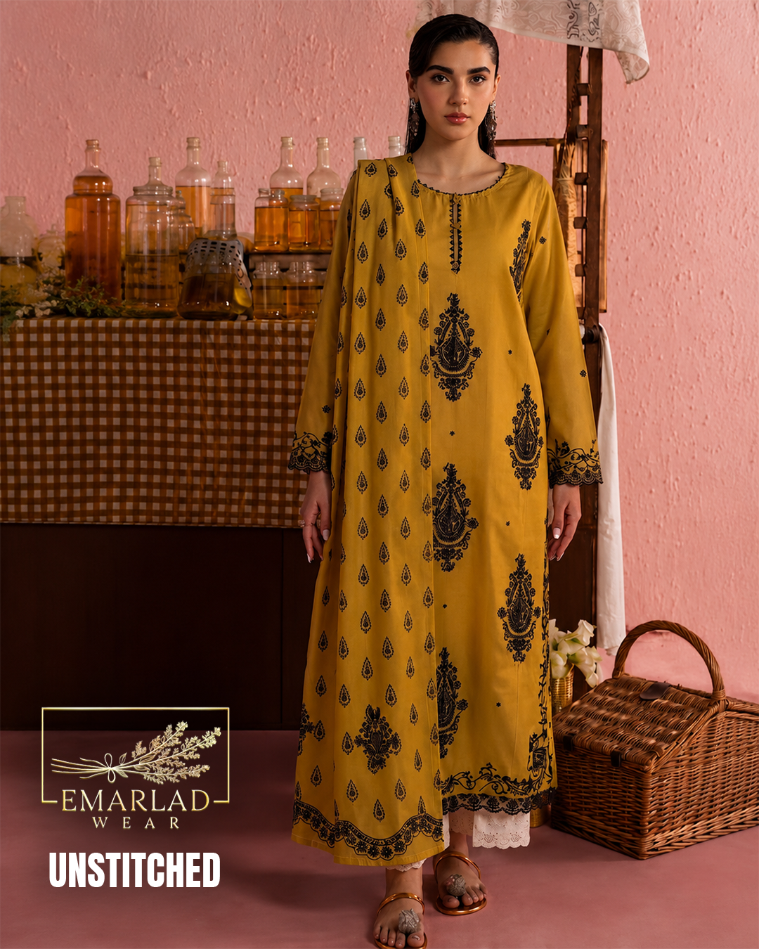 Batik Mustard Dhanak Winter Collection 3 Piece Unstitched Suit