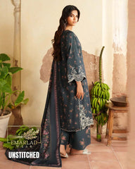 IZNIK Navy Blue Premium Lawn 3PC Suit with Chiffon Dupatta