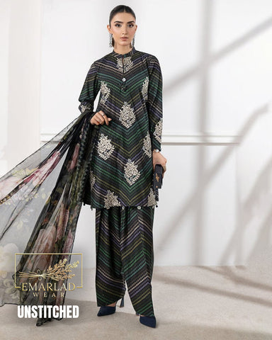 MB M-Print Lawn 3PC 2026 – Heavy Embroidered Spangle Work with Chiffon Dupatta