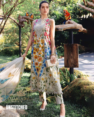 Maria B M Print Lawn Collection 2026 Skin Mix Print 3 Piece Embroidered Lawn Suit