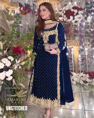 Aneelas Luxury Velvet Collection | Zink Blue