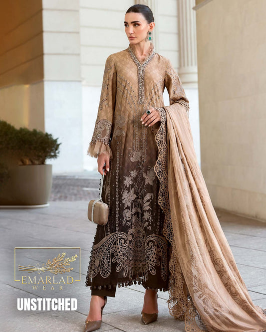 Maria B Luxury Lawn Collection 2026 Brown Skin Tie & Dye Unstitched Suit MBP-D2601-A/B Online in Pakistan