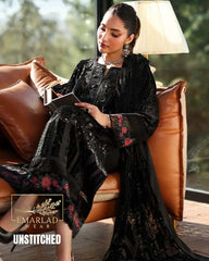 M.B  Velvet Plachi Embroidered Collection | Jet black