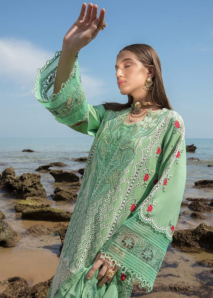 CRIMSON GREEN LUXURY CHIKANKARI EMB DRESS