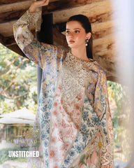 Maria B M Print Lawn Collection 2026 Peach 3 Piece Suit – Embroidered Lawn Dress with Chiffon Dupatta
