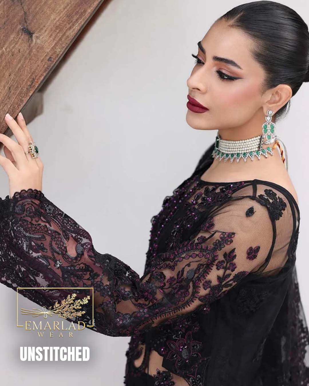 Imrozia EC Black Net Embroidered Suit – Luxury Formal Wear