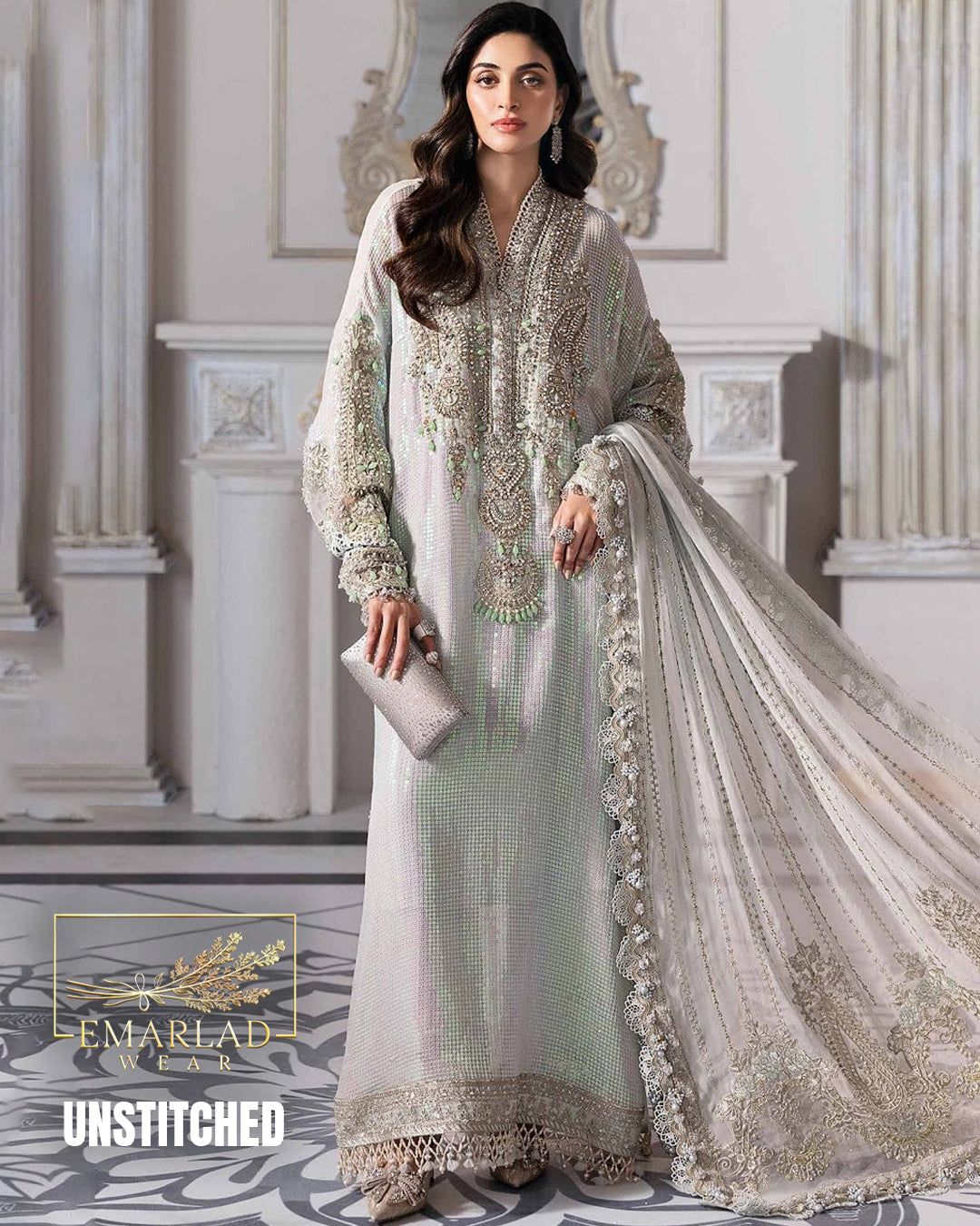 Maria B BD-3005 Green Luxury Lawn Embroidered Suit | 3PC Designer Collection | Emarladwear