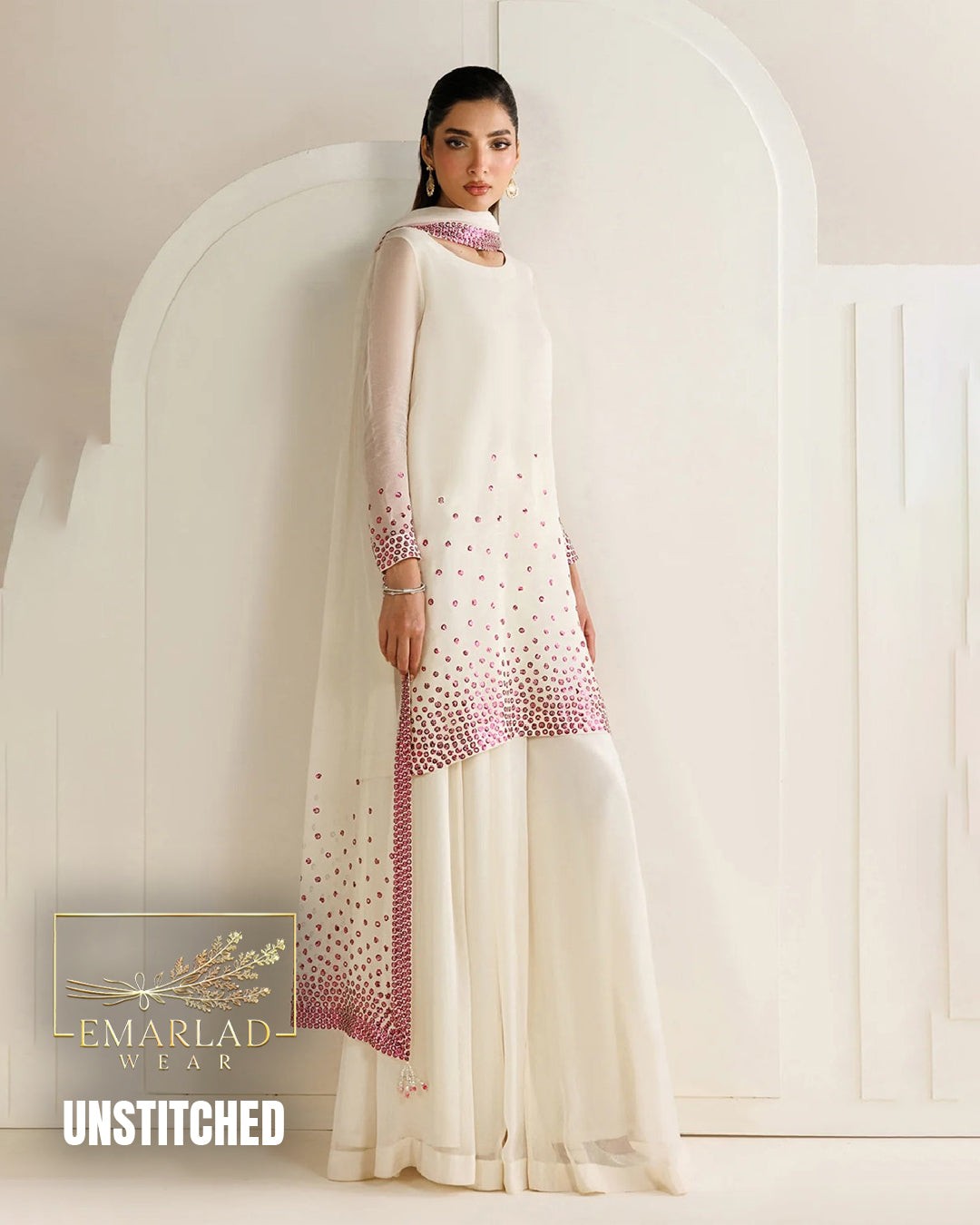 Baroque Chiffon Pink Sequin Embroidered Collection