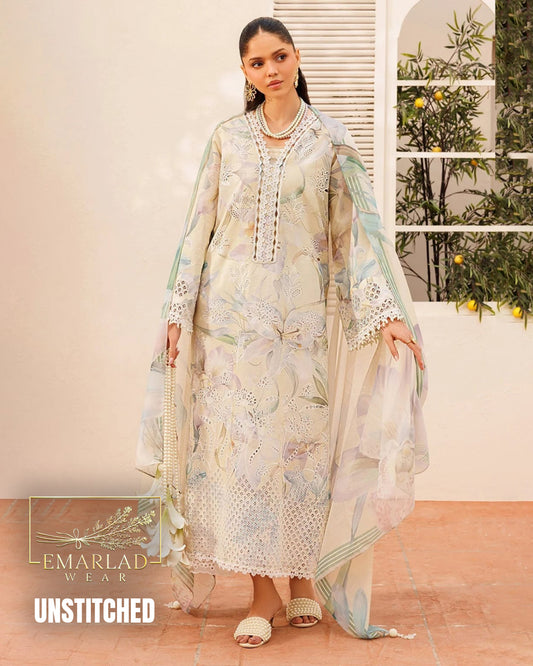 Baroque Skin Multi Premium Lawn Collection 3 Piece Unstitched Suit with Chiffon Dupatta – Heavy Chikankari Embroidery