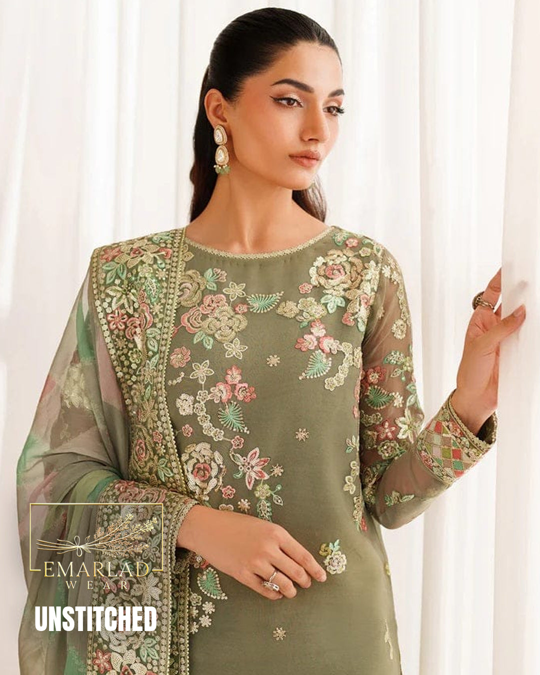 Charizma Pista Green Chiffon Embroidered Suit Design 2533 – Luxury Party Wear Dress with Dupatta