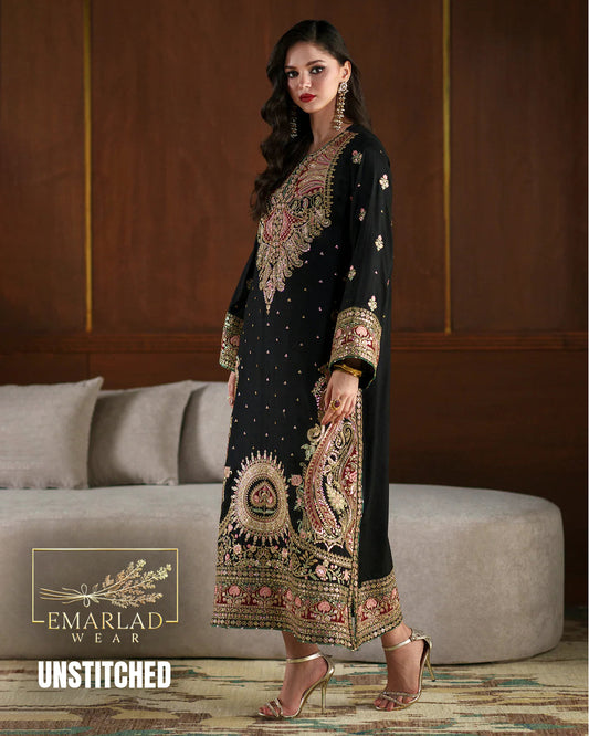 Ethnic Black Kaftan | Most Viral Raw Silk Design