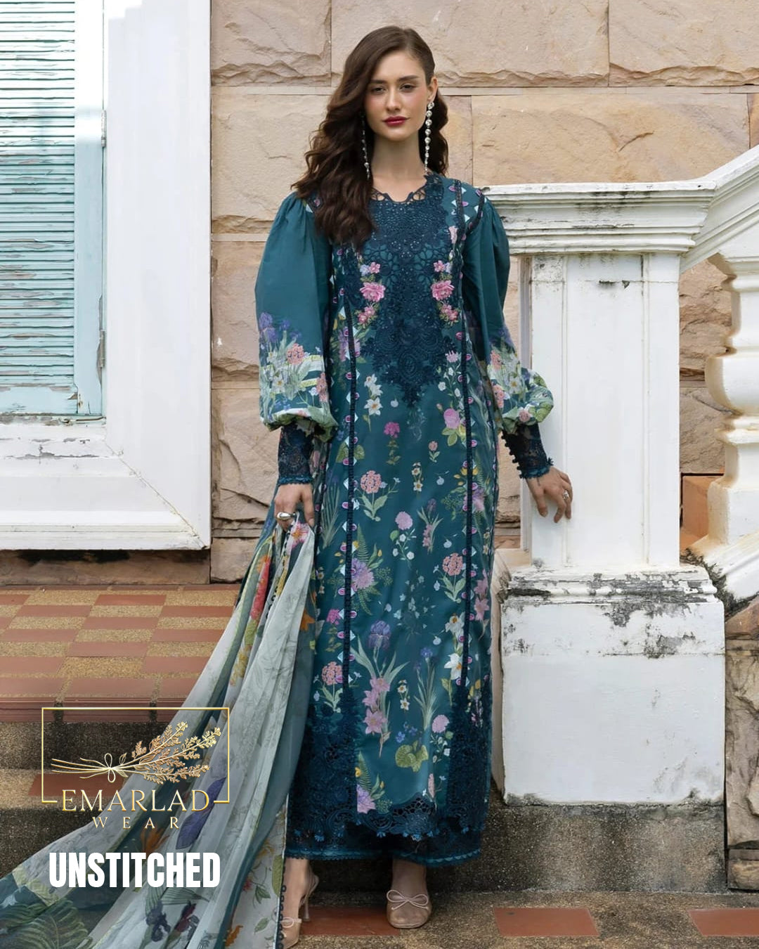 Elaaf Lawn Collection 2026 Zinc 3 Piece Unstitched Embroidered Lawn Suit with Printed Chiffon Dupatta