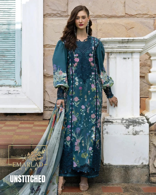 Elaaf Lawn Collection 2026 Zinc 3 Piece Unstitched Embroidered Lawn Suit with Printed Chiffon Dupatta