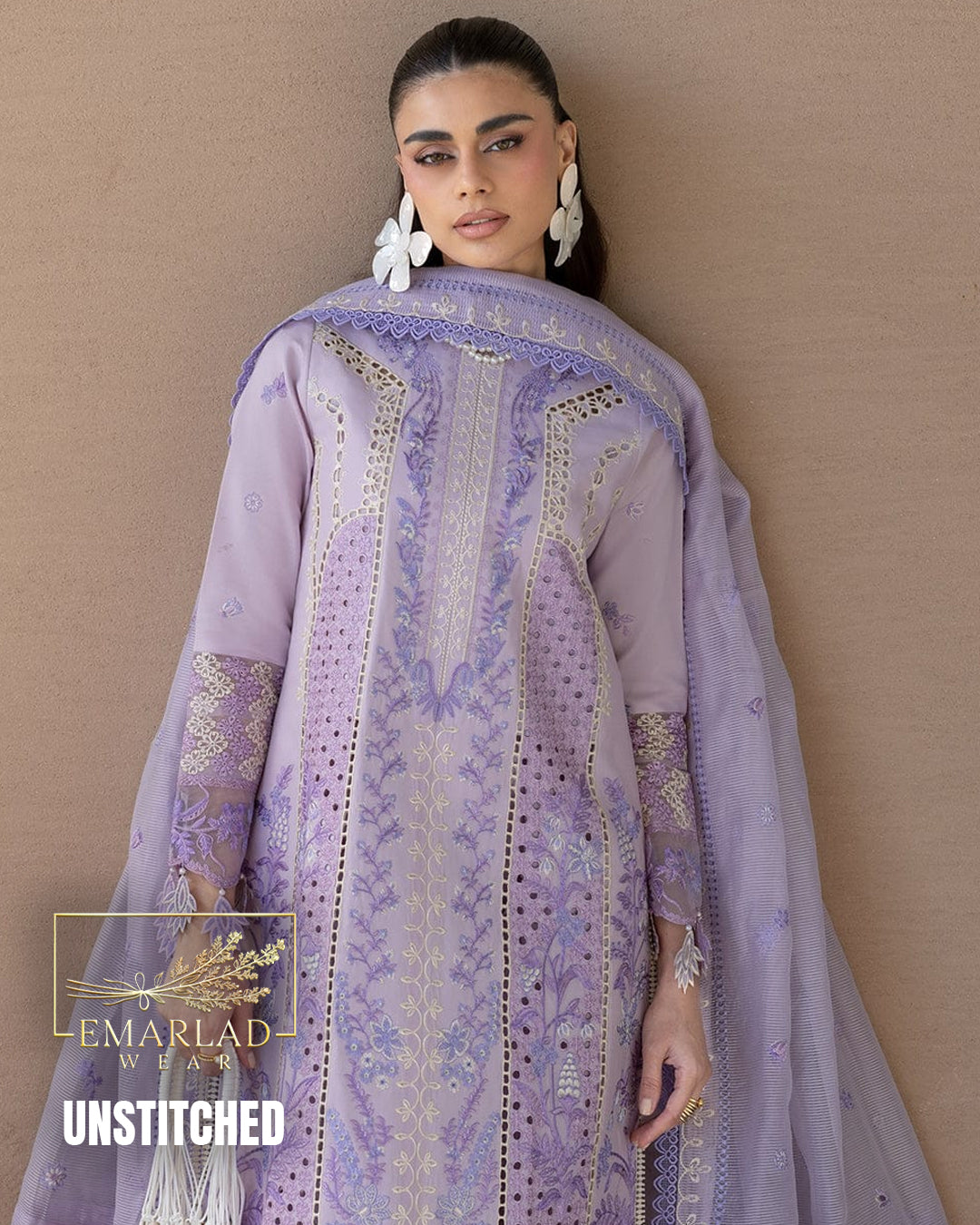 Serene by Mahnoor Lilic Purple Luxury Lawn 3 Piece Embroidered Suit