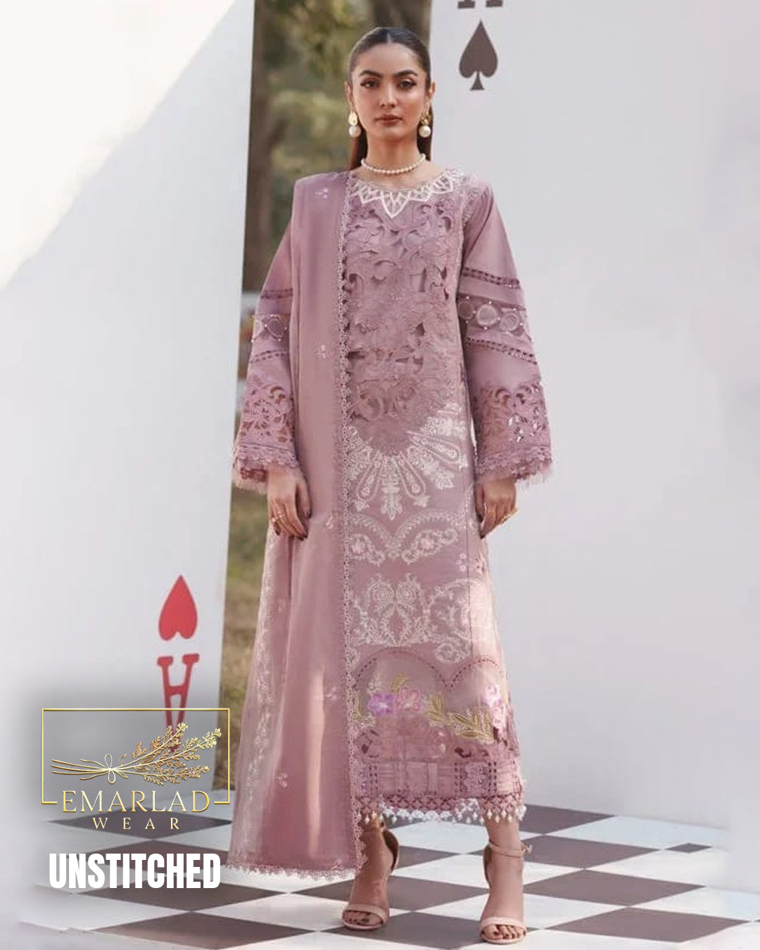 Parishay Luxury Embroidered Lawn T-Pink 3PC Suit – Premium Designer Collection