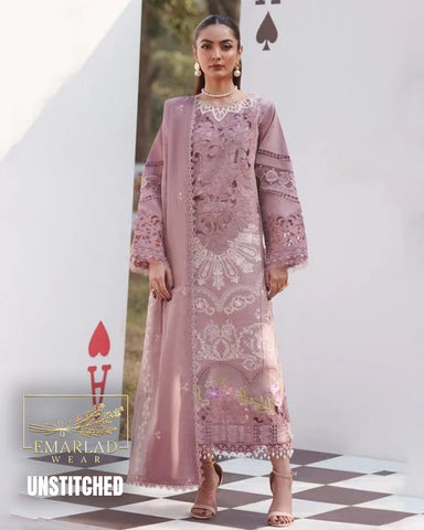 Parishay Luxury Embroidered Lawn T-Pink 3PC Suit – Premium Designer Collection