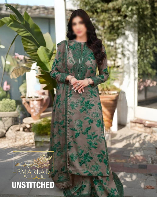 Aneelas Collection | Dark Skin & Green - Lawn Collection