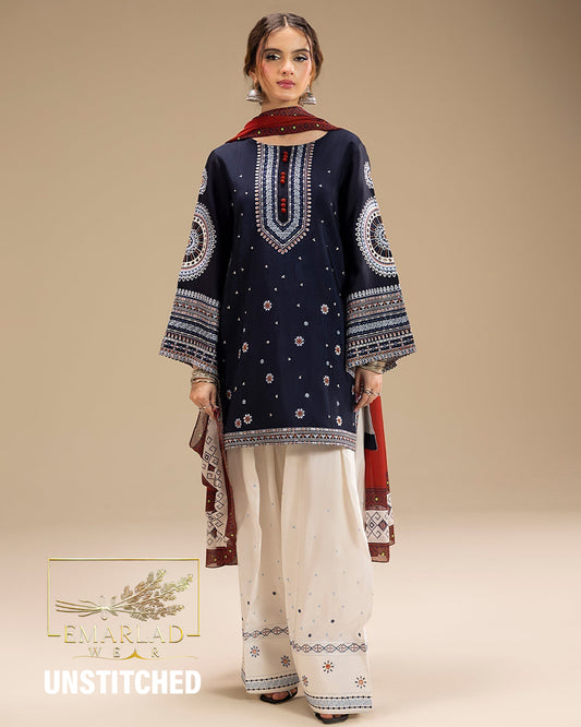 Bareeze | Navy Blue - Embroidered Dhanak Collection