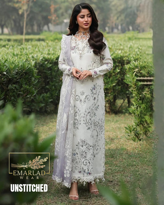 Sardina Luxury Lawn 3 Piece Embroidered Suit White – Premium Lawn Collection 2026