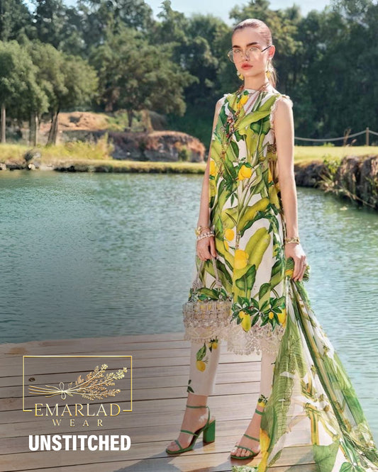 Maria B MPT-2503-A | White & Yellow (lemon)- Lawn Collection