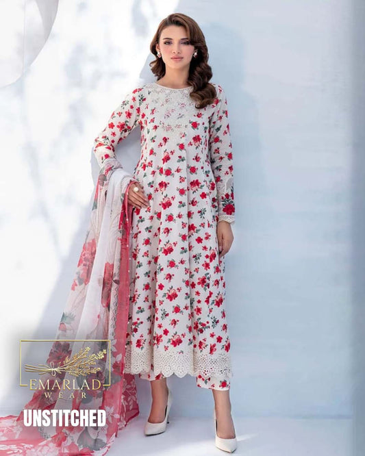 Baroque Printed Lawn Suit with Chiffon Embroidered Dupatta (M-7)
