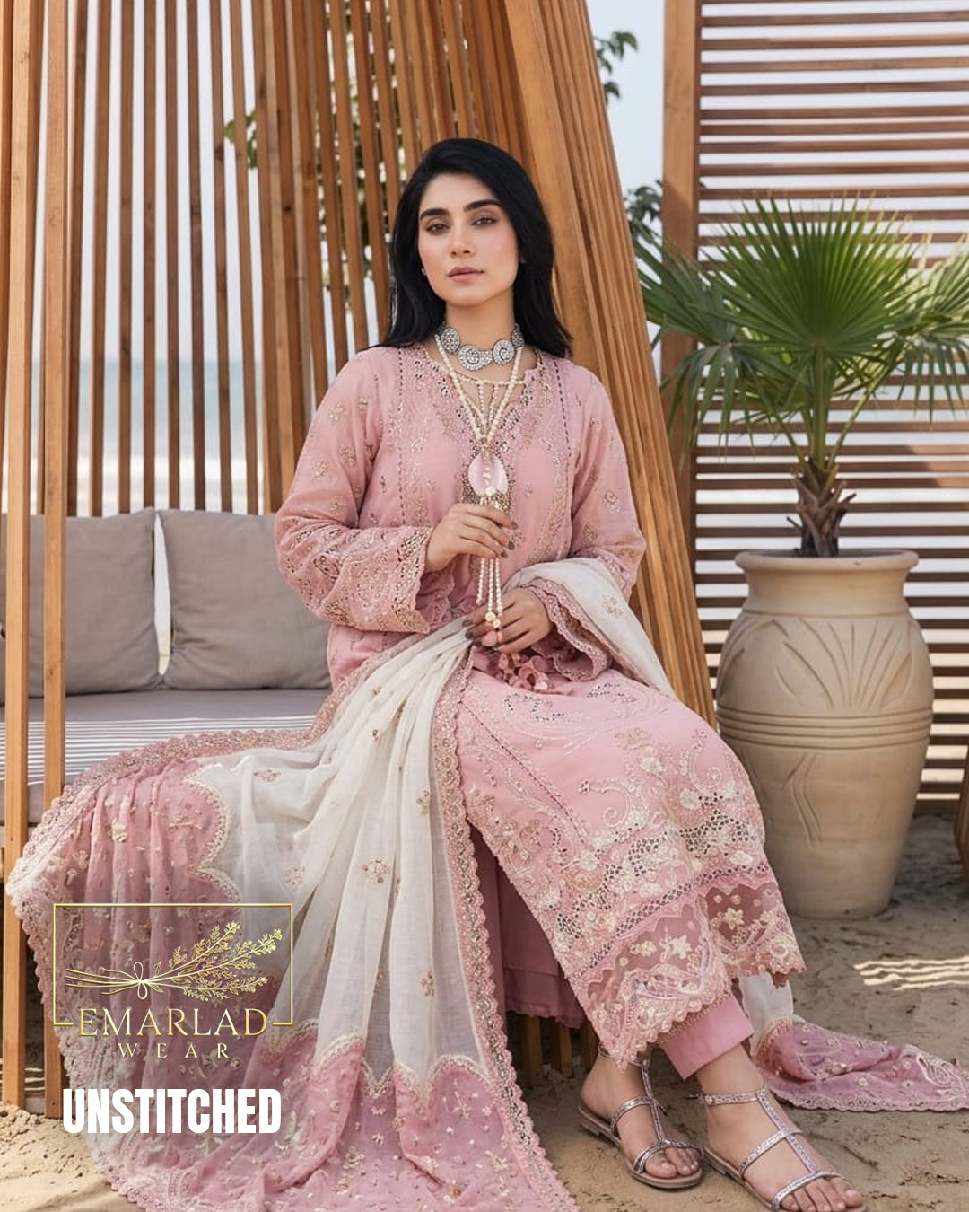 Qalamkar T-Pink Luxury Chicken Kari Lawn Embroidered 3PC Unstitched Suit | Premium Summer Collection