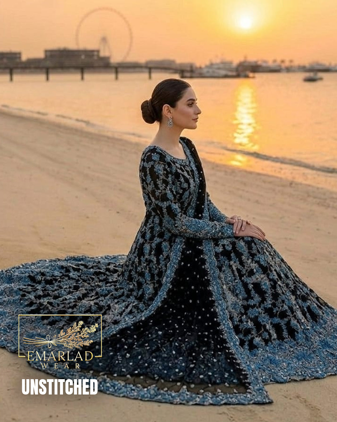 Faiza Saqlain Jehona Black 3 Pc Luxury Lawn Embroidered Suit | Premium Unstitched Lawn Collection