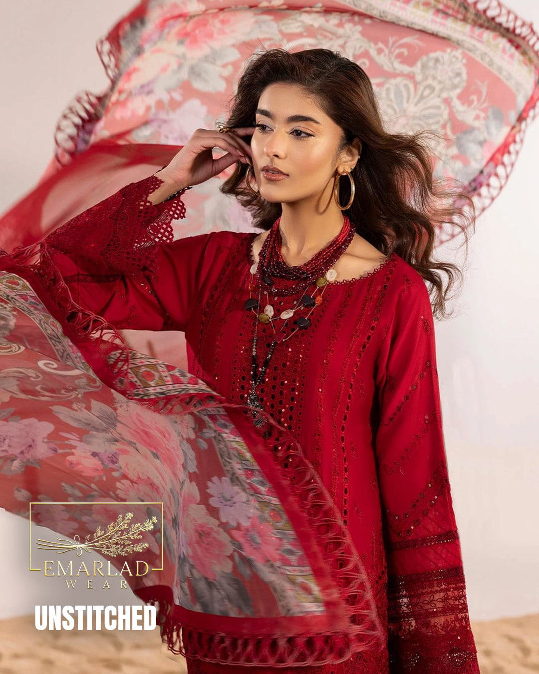 Adan Libas Mehroon Luxury Lawn Suit 2026 – 3PC Chicken Kari Embroidered Dress