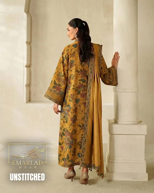 Barouqa Lawn Collection 2026 Mustard BL-UF-4339-A/B – Heavy Embroidered 3 Piece Suit