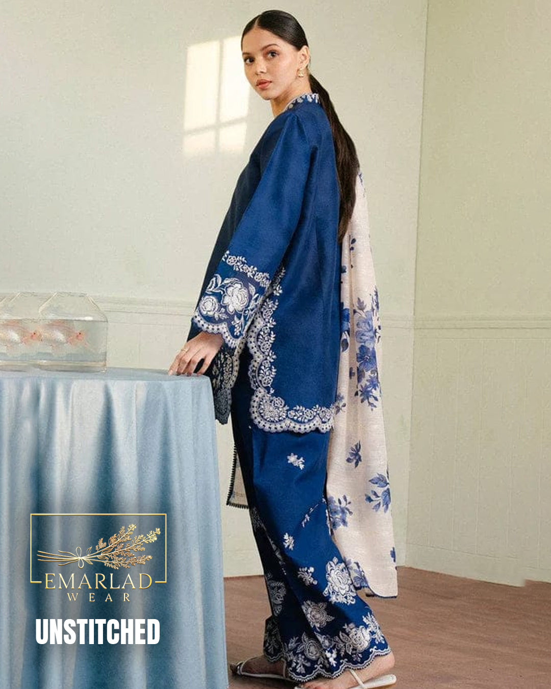 Coco by Zara Shah Jahan Blue Luxury Lawn Embroidered 3 Piece Suit