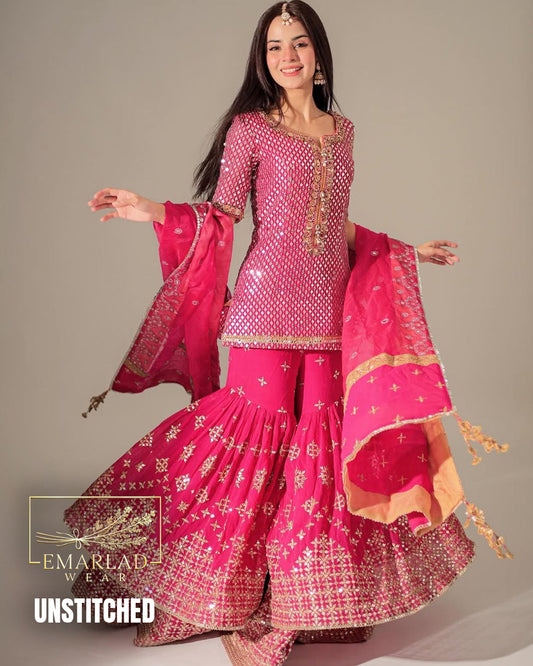 Yashma Gill Shocking Pink 5mm Sequin Embroidered Dress