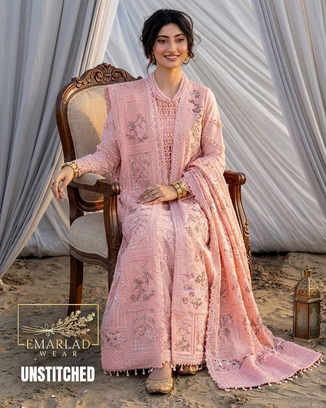 Seerne by Mahnoor Peach Pink Luxury Lawn Suit 2026 – 3PC Embroidered Dress