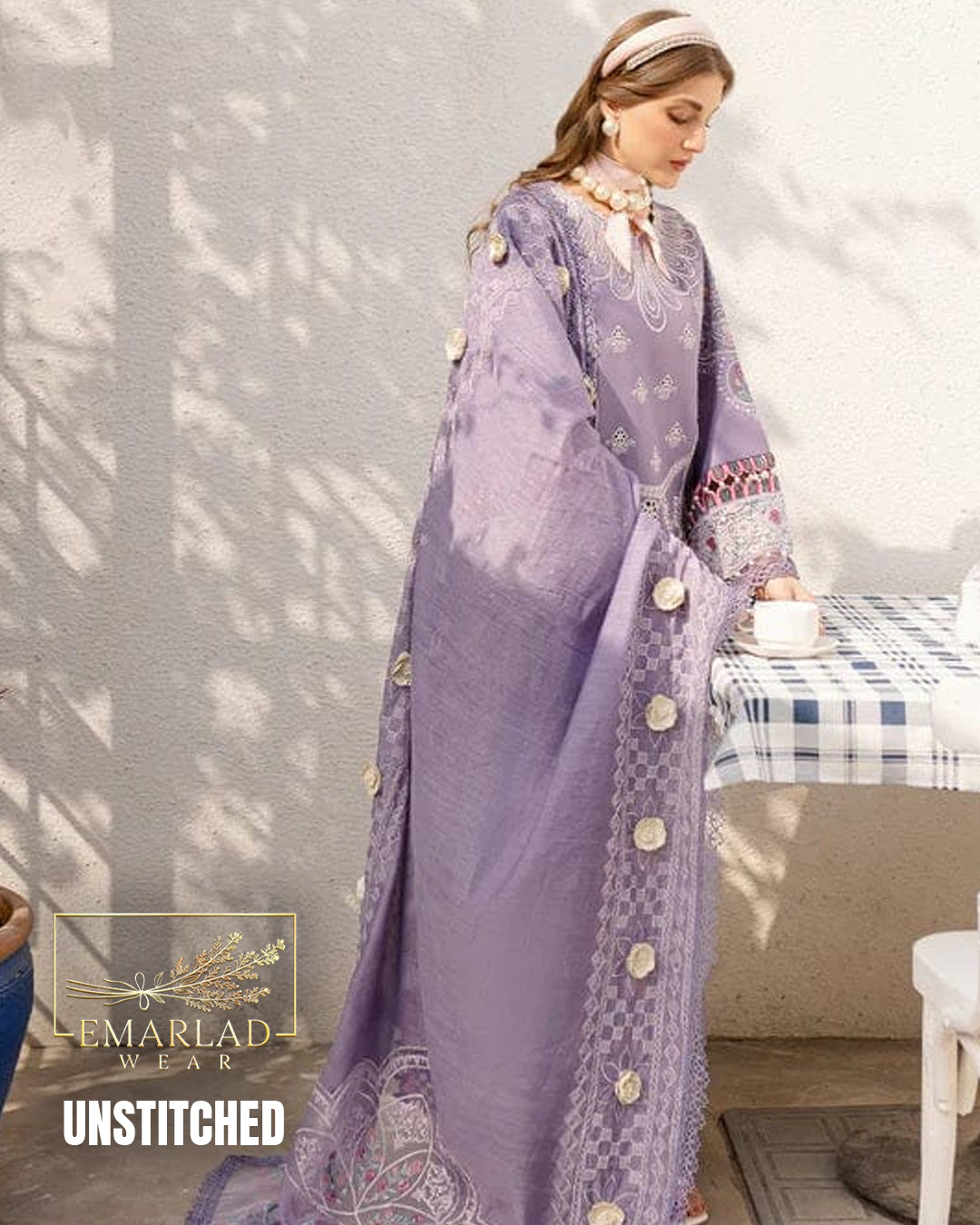 Parishay Eid Collection Cotton Chicken Kari Suit – Lilac Purple