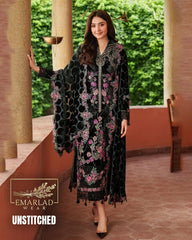 Asifa Nabeel Palachi Collection Black Polka Velvet Suit | Heavy Embroidered Velvet Shawl