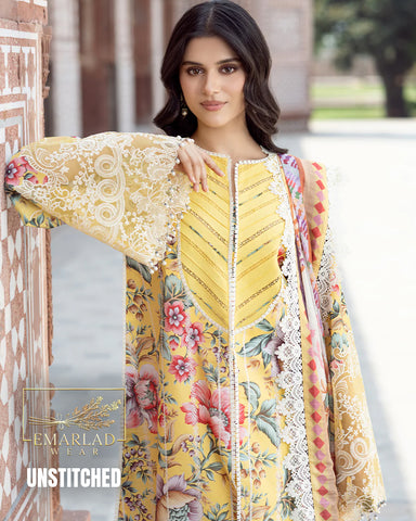 Asifa Nabeel Lemon Yellow Lawn Suit with Embroidered Chiffon Dupatta – Luxury 3PC Collection