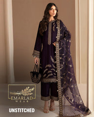 Embroidered Velvet Formal Unique -2358- Jazmine - Micro 9000 - Dark Purple