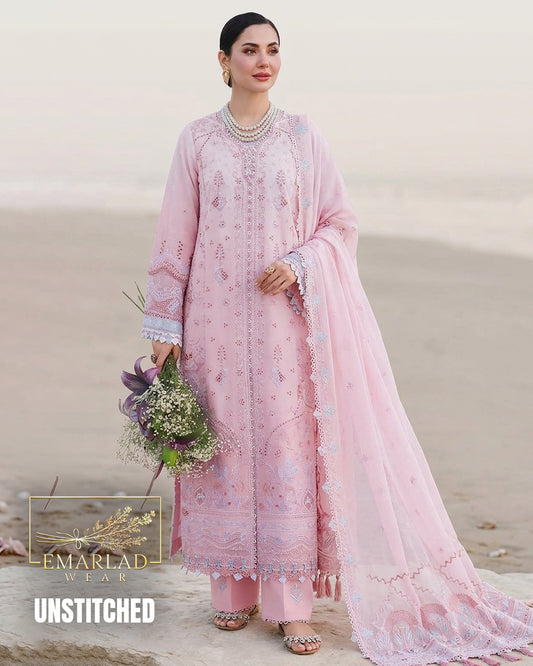 Qalamkar Pink Cotton Suit 3Pcs with Chicken Kari Embroidered Collection Online in Pakistan